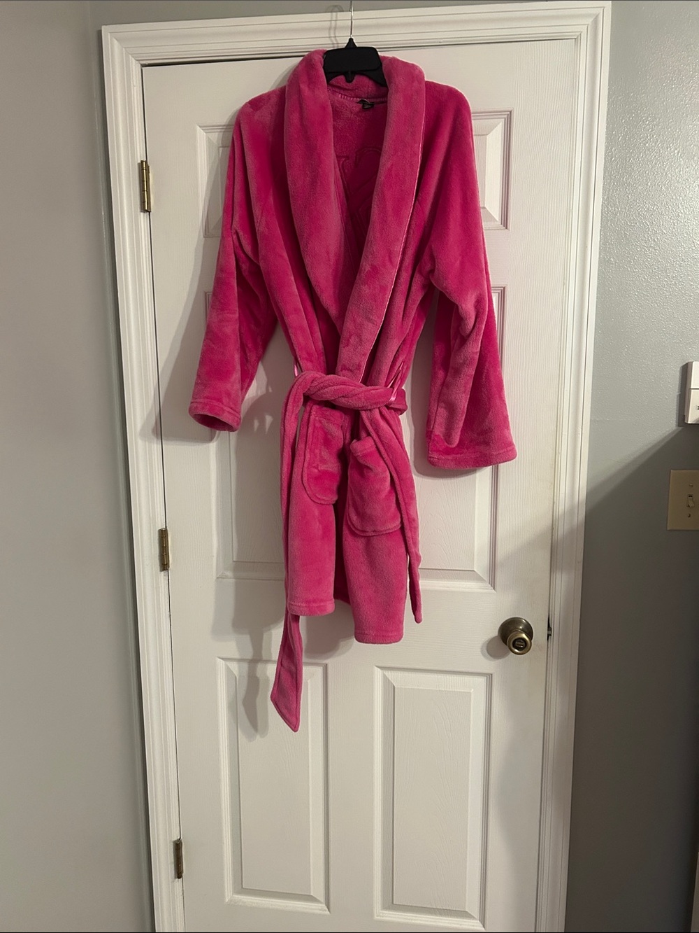 Victoria's Secret Plush Hot Pink Robe with Embroidered Logo
